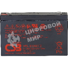 Аккумулятор 6V 9Ah CSB HRL634W (HRL634WF2FR) клеммы F2, огнеупорные