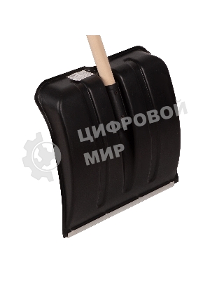 Лопата для уборки снега пластиковая, 380х385х1420 мм, оцинк. планка, деревянный черенок Россия