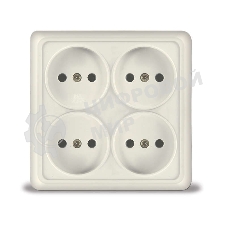 Розетка 4-м ОП Олимп без заземл. квадрат беж. UNIVersal 1170
