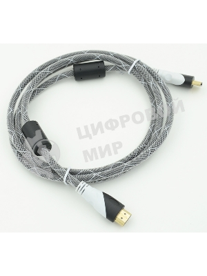 Кабель HDMI Ver.1.4 черный jack HDMI(19pin)/HDMI(19pin) 1.8м феррит.кольца позолоченные контакты