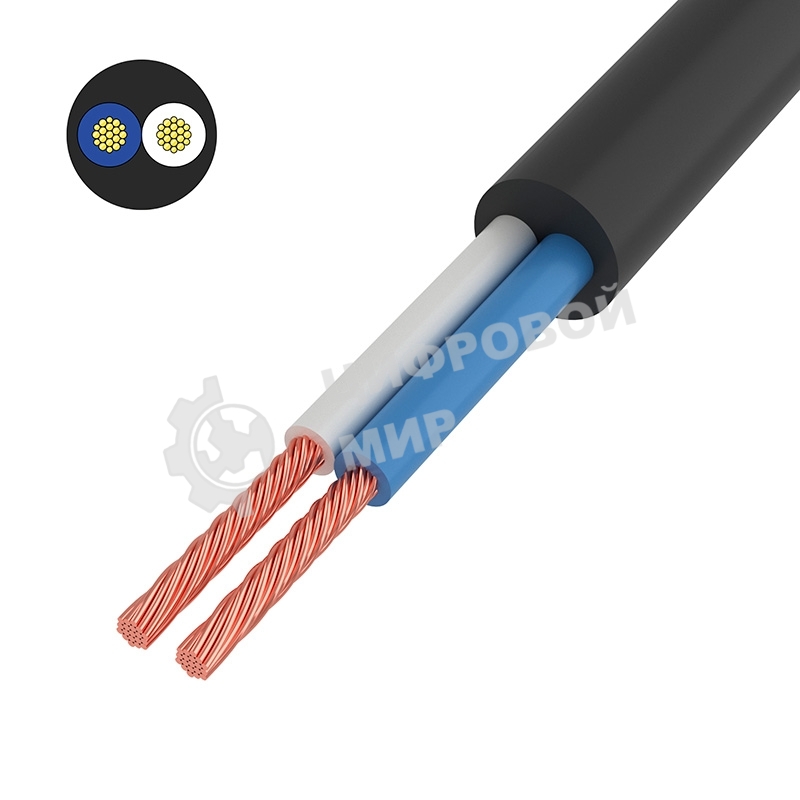 Провод соединительный ПВС Rexant 2x0,75 мм², черный, длина 20 метров, ГОСТ 7399-97