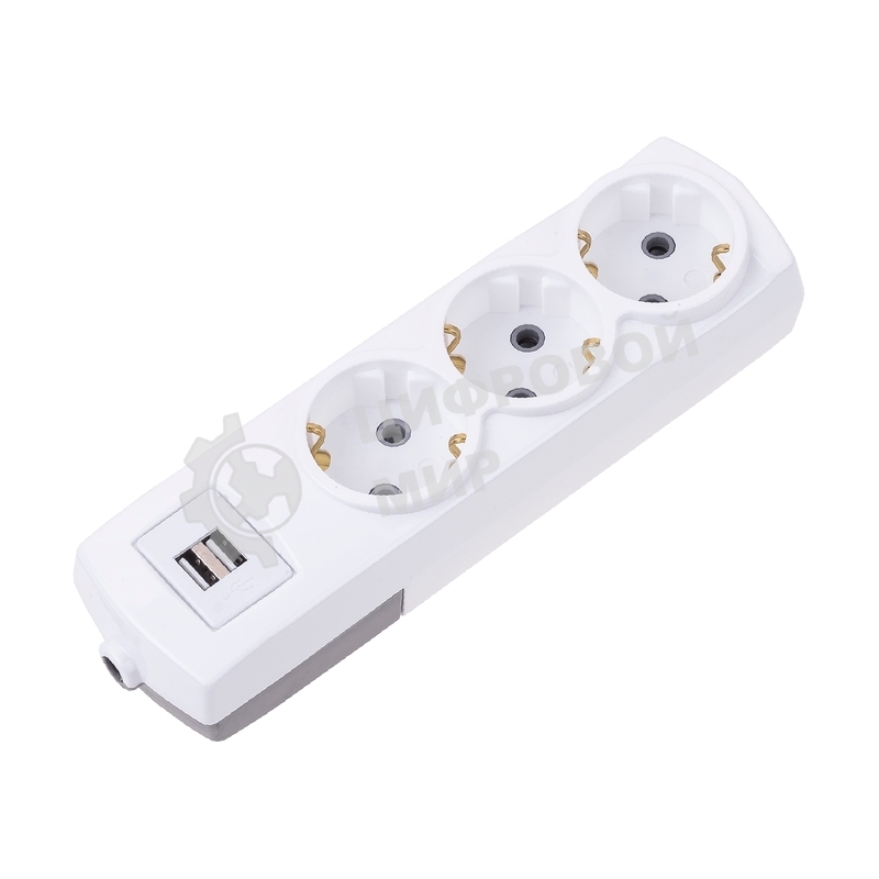 Удлинитель Rexant PREMIUM 3 гнезда, 3 м, 3х1,5 мм², с/з, 2 USB, белый