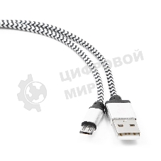 Кабель Gembird USB 2.0 Cablexpert AM/microBM 5P, 1м, нейлоновая оплетка, алюминиевые разъемы, серебристый, пакет