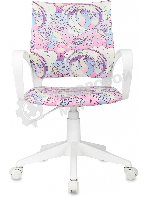 Кресло детское Бюрократ BuroKIDS 1 W мультиколор луна розовая крестов. пластик пластик белый