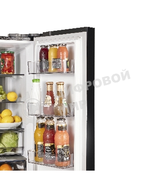 Холодильник Maunfeld MFF183NFBE черный трехкамерный инвертор 270/135л морозилка снизу, Total NoFrost, Side by Side