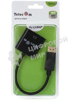 Кабель-переходник DP --> VGA-F 0,2m, Telecom (TA522)