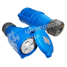 Вилка Lanmaster LAN-IEC-309-32A1P/F однофазная мама 32A 250V разборная синяя