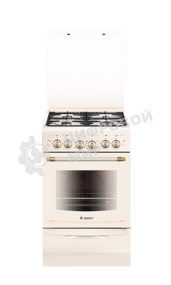 Плита газовая Gefest ПГ 5100-02 0182 бежевый, конфорок 4 шт, духовка 52 л, 50 см x 85 см x 58.5 см