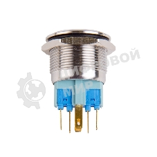 Кнопка антивандальная Rexant Ø22 12В Б/Фикс (5с) (ON)-OFF/(OFF)-ON подсв/синяя