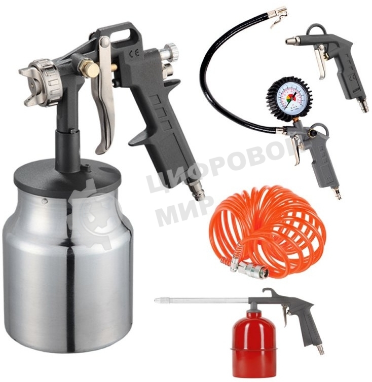 Набор пневмоинструмента PATRIOT KIT 5В5пр. краскопульт с н.баком пистолеты шланг5м пульверизатор
