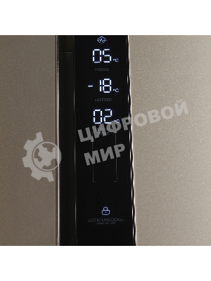 Холодильник Hyundai CS6073FV шампань трехкамерный 329/223л морозилка сбоку, No Frost, Side by Side