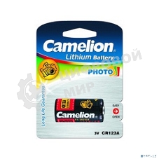 Батарея Camelion CR123A BL-1 (CR123A-BP1, батарейка фото,3В)