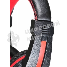 Гарнитура Oklick HS-L200 чёрный/красный, проводная, 3.5 мм