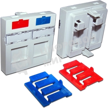 Вставка 45x45 на 2 кейстоуна, со шторкой, маркировкой и иконками, белая