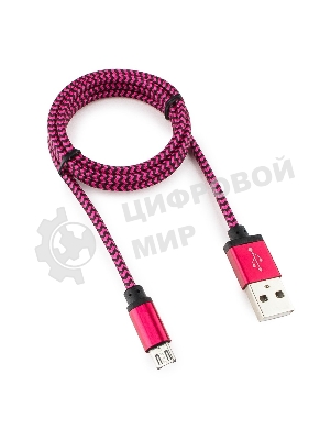 Кабель Gembird USB 2.0 Cablexpert AM/microBM 5P, 1м, нейлоновая оплетка, алюминиевые разъемы, фиолетовый, пакет