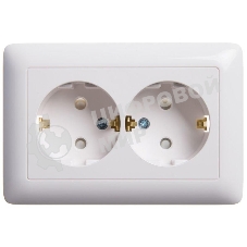 Розетка 2-м СП Хит 16А защ. шторки с заземл. бел. SchE RS16-231-B