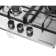 Варочная панель Kuppersberg FS 46 X, газ, High-Tech, 45 см, автоматический электроподжиг, газ-контроль, форсунки под сжиженый газ, SABAF конфорки, чугунные решетки, цвет нержавеющая сталь, цвет фурнитуры черный