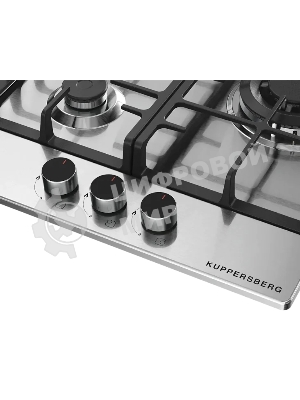 Варочная панель Kuppersberg FS 46 X, газ, High-Tech, 45 см, автоматический электроподжиг, газ-контроль, форсунки под сжиженый газ, SABAF конфорки, чугунные решетки, цвет нержавеющая сталь, цвет фурнитуры черный