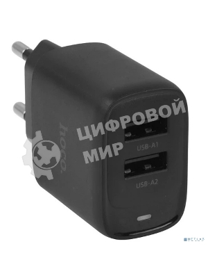 Сетевое зарядное устройство HOCO C141A/ Сетевое ЗУ/ 2 USB/ Выход: 12W/ черный