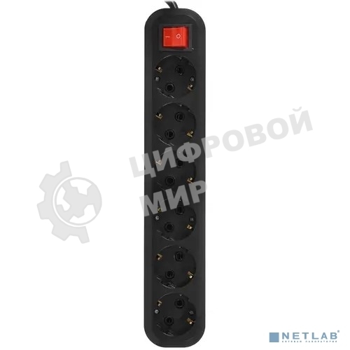 Сетевой фильтр 5bites SP6B-350 6S, 3*1.5MM2, 16A, ABS, 5M, BLACK