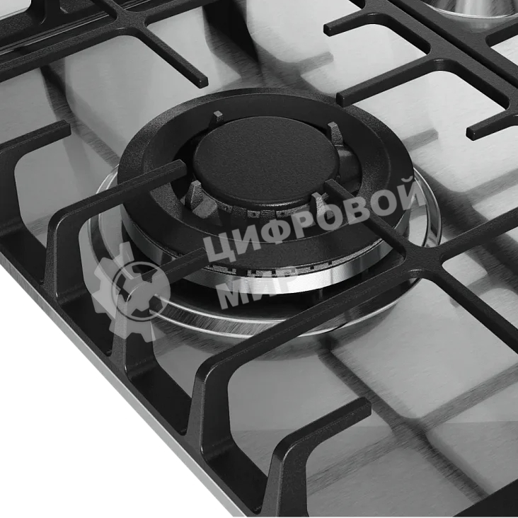 Варочная панель Kuppersberg FS 46 X, газ, High-Tech, 45 см, автоматический электроподжиг, газ-контроль, форсунки под сжиженый газ, SABAF конфорки, чугунные решетки, цвет нержавеющая сталь, цвет фурнитуры черный