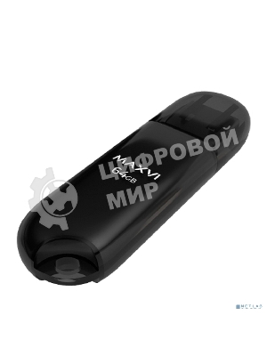 Флешка USB Maxvi P1 black (FD64GBUSB20C10P1), 64Gb, USB 2.0, R/W 12/5, черный