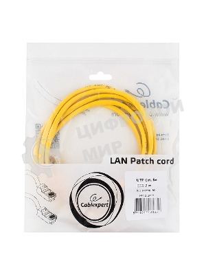 Патч-корд UTP Cablexpert cat.5e, 2м, литой, многожильный, желтый