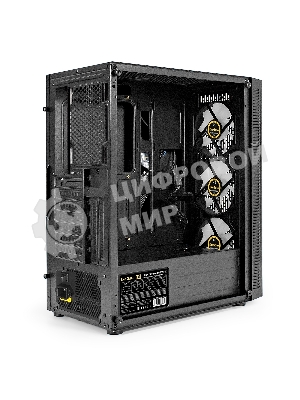 Компьютерный корпус Miditower ExeGate EVO-5001A-600NPX (ATX, БП 600NPX с вент. 12 см, 2хUSB+1хUSB 3.0+HD Audio, черный, 3 вент.12см с RGb подсветкой, боковая панель - закаленное стекло)