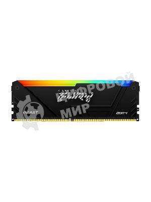 Оперативная память Kingston Fury Beast, DDR4, 32GB (2x16GB), 3200MHz, CL16, DIMM, с радиатором, RGB, черный