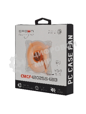 Вентилятор для корпуса Crown CMCF-12025S-1213 прозрачный/оранжевый, 120 мм, 1650 об/мин, 28 дБ, 3 pin