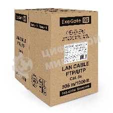 Кабель ExeGate UTP 4 пары кат.5e медь, 25AWG, бухта 305м, серый, PVC