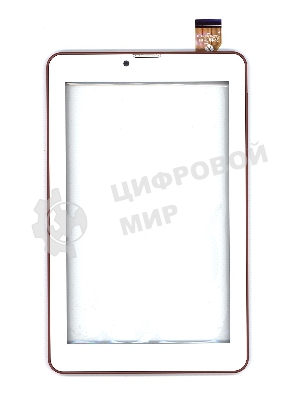 Сенсорное стекло (тачскрин) для Irbis TZ753, белое с коричневой рамкой