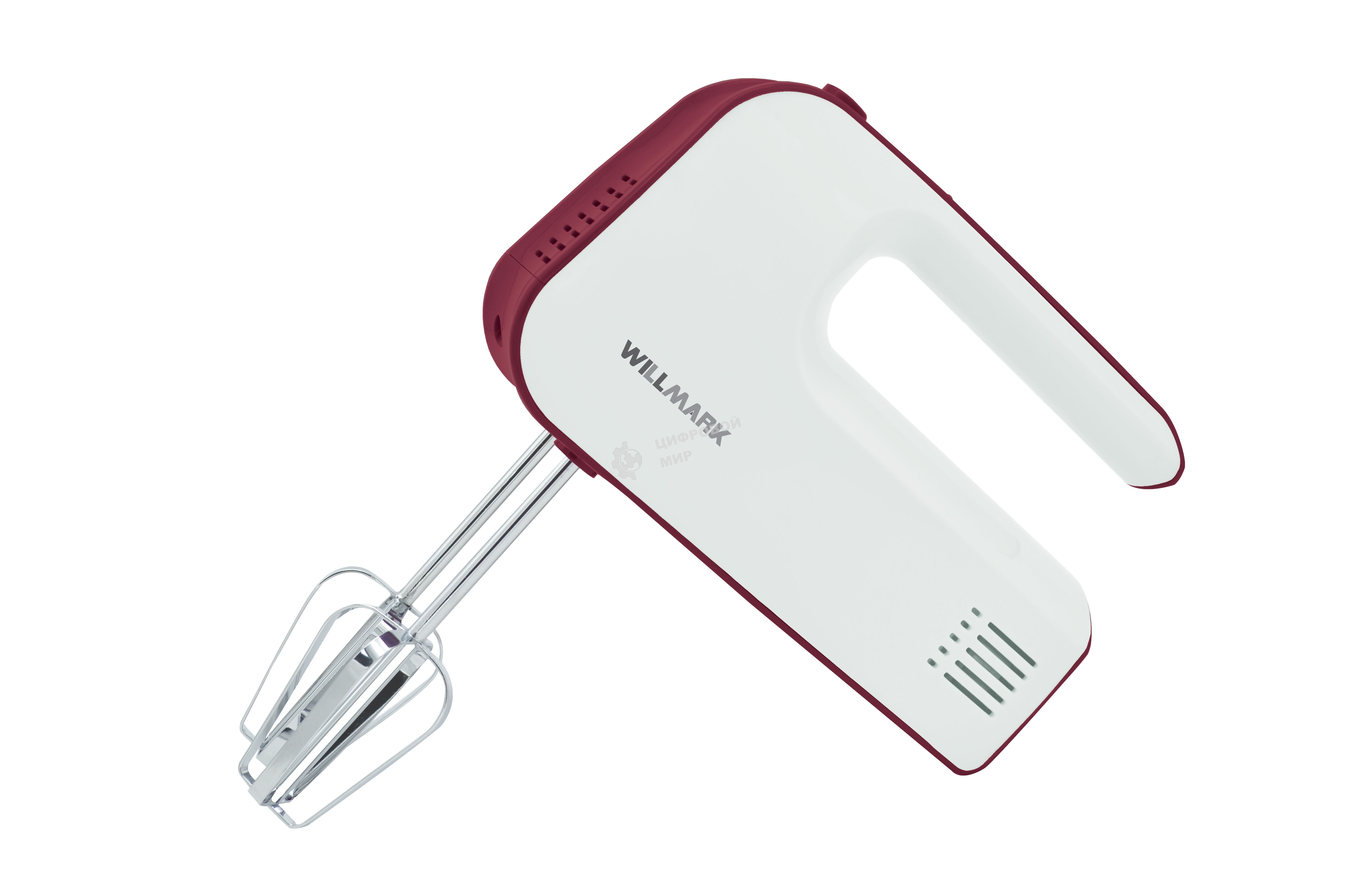 Миксер Willmark WHM-5517 (350Вт, 5 скоростей, 2 вид насадок, бордовый)
