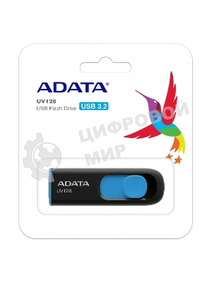 Флешка USB ADATA UV128 (AUV128-128G-RBE), 128Gb, USB 3.0, R/W 100/30, черный/синий
