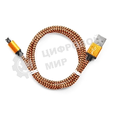 Кабель Gembird USB 2.0 Cablexpert AM/microBM 5P, 1м, нейлоновая оплетка, алюминиевые разъемы, оранжевый, пакет