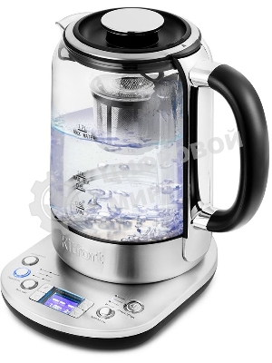 Чайник электрический Kitfort KT-6116 1.7 л, 2200 Вт, нержавеющая сталь/черный (корпус: стекло)