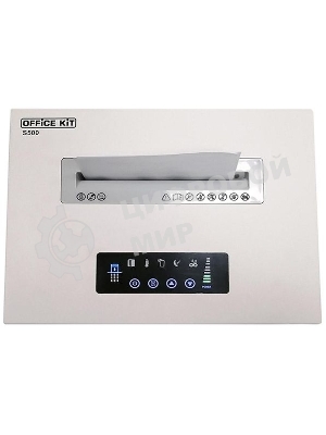 Шредер Office Kit S500 (2х15) белый (секр.P-5)/фрагменты/17лист./50лтр./скрепки/скобы/пл.карты/CD