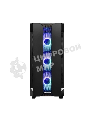 Компьютерный корпус CHIEFTEC HUNTER GS-01B-OP без БП, боковая панель из закаленного стекла, 3xARGB LED 120мм вентилятора спереди, 1xARGB LED 120мм вентилятор сзади, черный, ATX