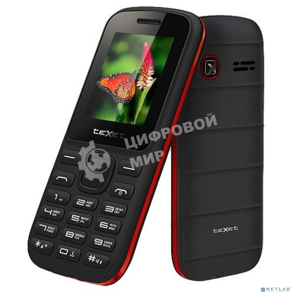 Мобильный телефон Texet TM-130 черный-красный