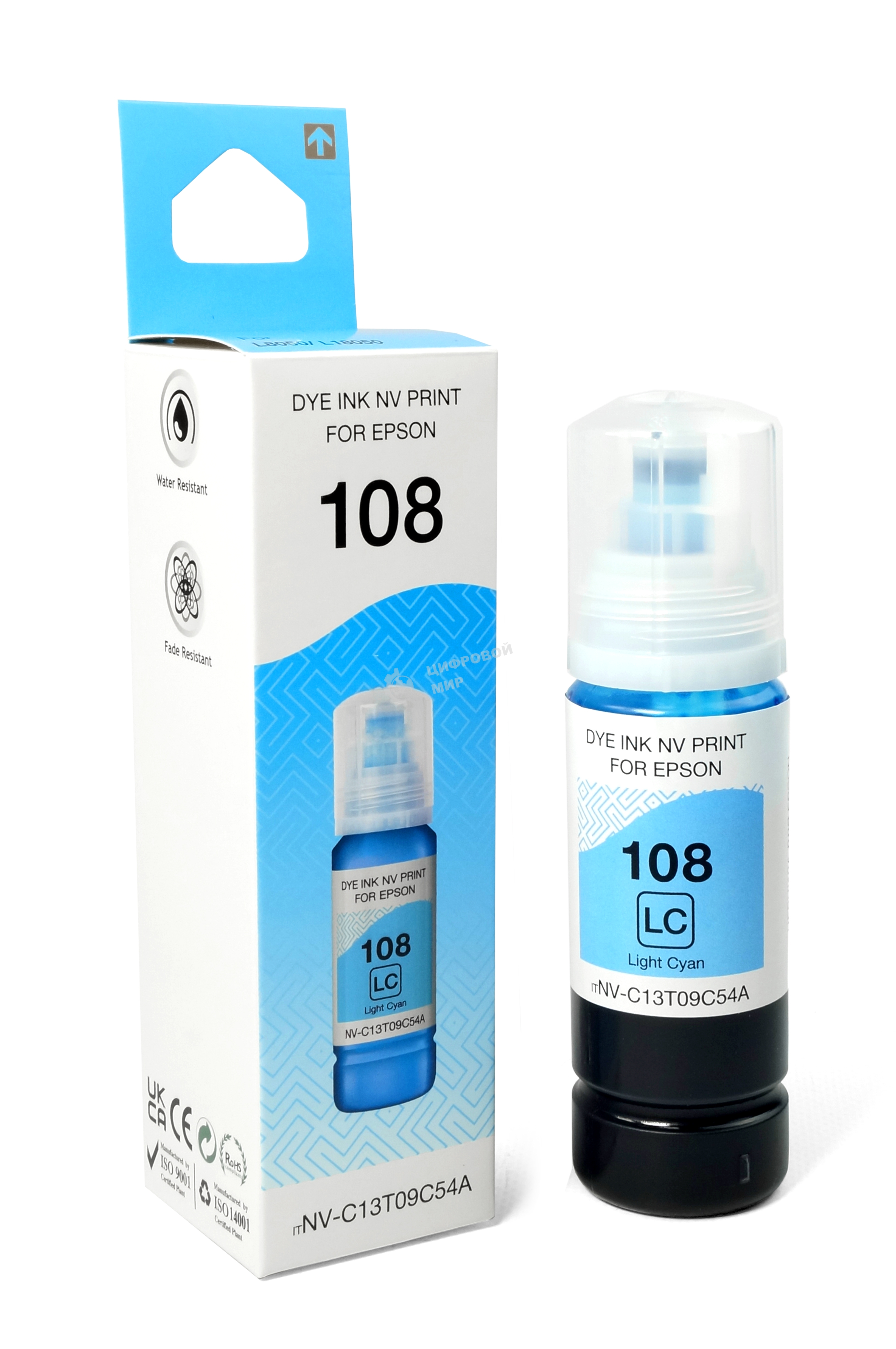 Чернила NVPrint 108 (NV-C13T09C54A) для Epson L8050, L18050 (70 мл) Light Cyan (в коробке) совместимые