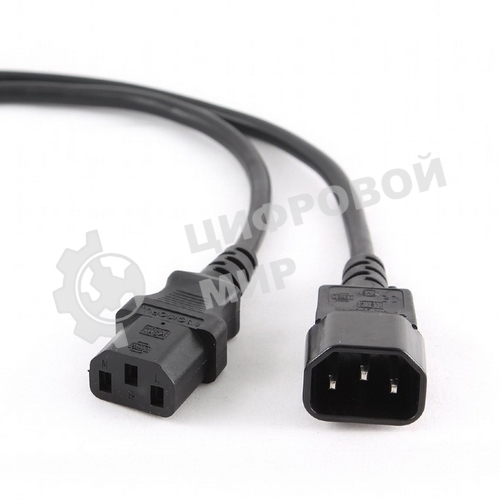 Кабель питания сист.блок-монитор Cablexpert PC-189-1-1.8M, 1.8м, C13-C14, 3x1кв.мм., черный, с заземлением