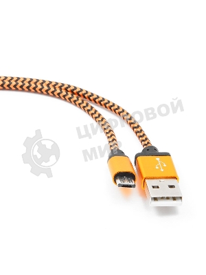 Кабель Gembird USB 2.0 Cablexpert AM/microBM 5P, 1м, нейлоновая оплетка, алюминиевые разъемы, оранжевый, пакет