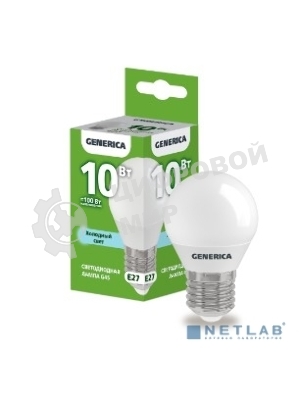 Лампа светодиодная G45 шар 10Вт 230В 6500К E27 GENERICA