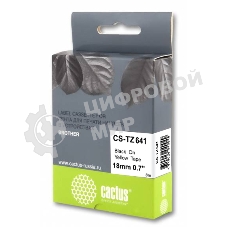 Картридж ленточный Cactus CS-TZ641 черный шрифт, желтый фон (18 мм, 8 м) для Brother 1010/1280/1280VP/2700VP