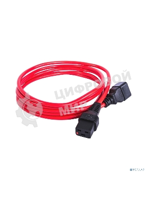 Шнур питания с фиксатором REM IEC 60320 C19/IEC 60320 C20, 16 А/250 В (3 * 1,5), 1,8 м, красный R-16-Cord-C19-C20-1.8-Red