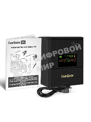 Источник бесперебойного питания ExeGate Smart LB-2000.LCD.AVR.8C13.USB (2000VA/1200W, цветной LCD, AVR, 8*C13, USB, батарея 12V 9Ah - 2 шт., металлический корпус, Black)