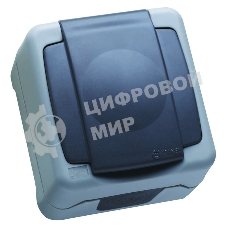 Розетка 1-м Makel ОП 16А IP44 с заземл. с крышкой сер.