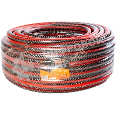 Шланг поливочный ПВХ усиленный премиум пищевой трехслойн. армир. 3/4 50м черный/красный Вихрь 73/7/2/8