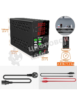 Лабораторный блок питания программируемый Amperin AI-MW3010 30V, 10A, 0,3 кВт