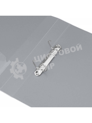 Папка на 2-х D-кольцах Бюрократ -0840/2DGREY A4 пластик 0.8мм кор.40мм внут.и торц.карм серый